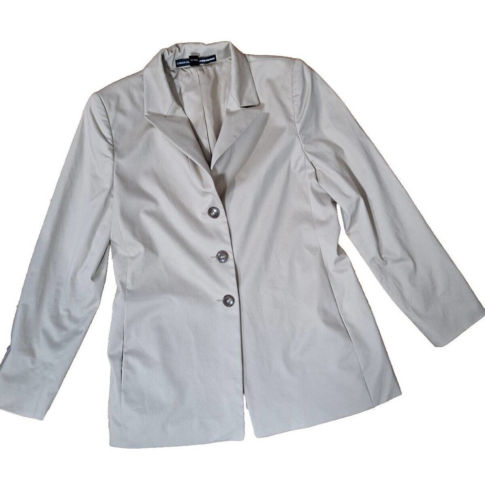 Vintage 90s Ellen Tracy Neutral Cotton Stretch Blazer Jacket Women 8P Career - Picture 8 of 10